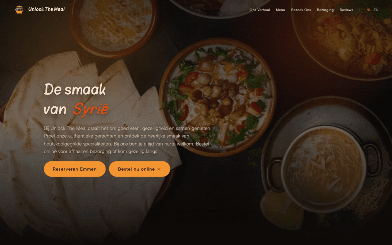 Screenshot van de website van Unlock the Meal